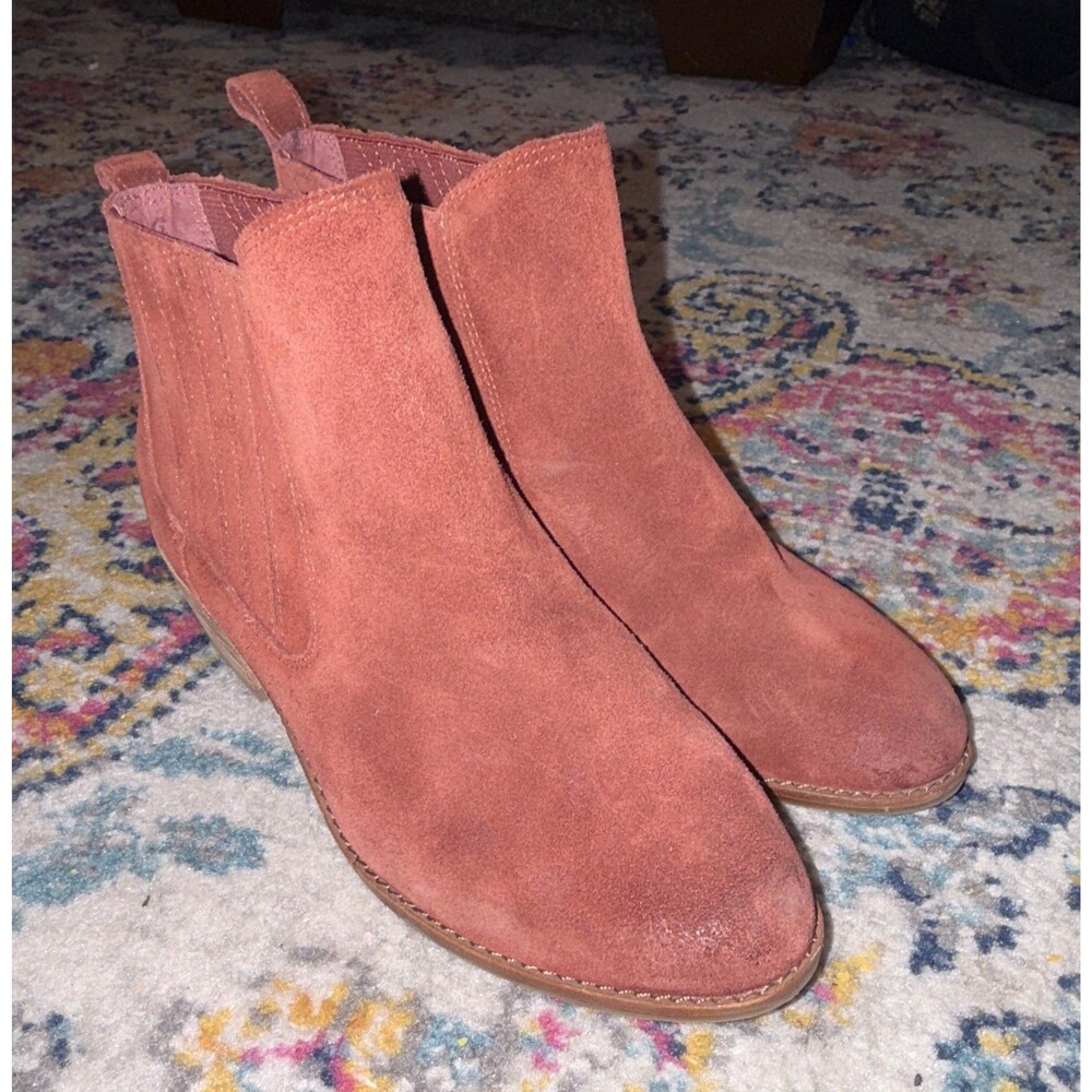 Gianni Bini Womens Chelsea Ankle Boots Red Suede Slip On Pointed Toe